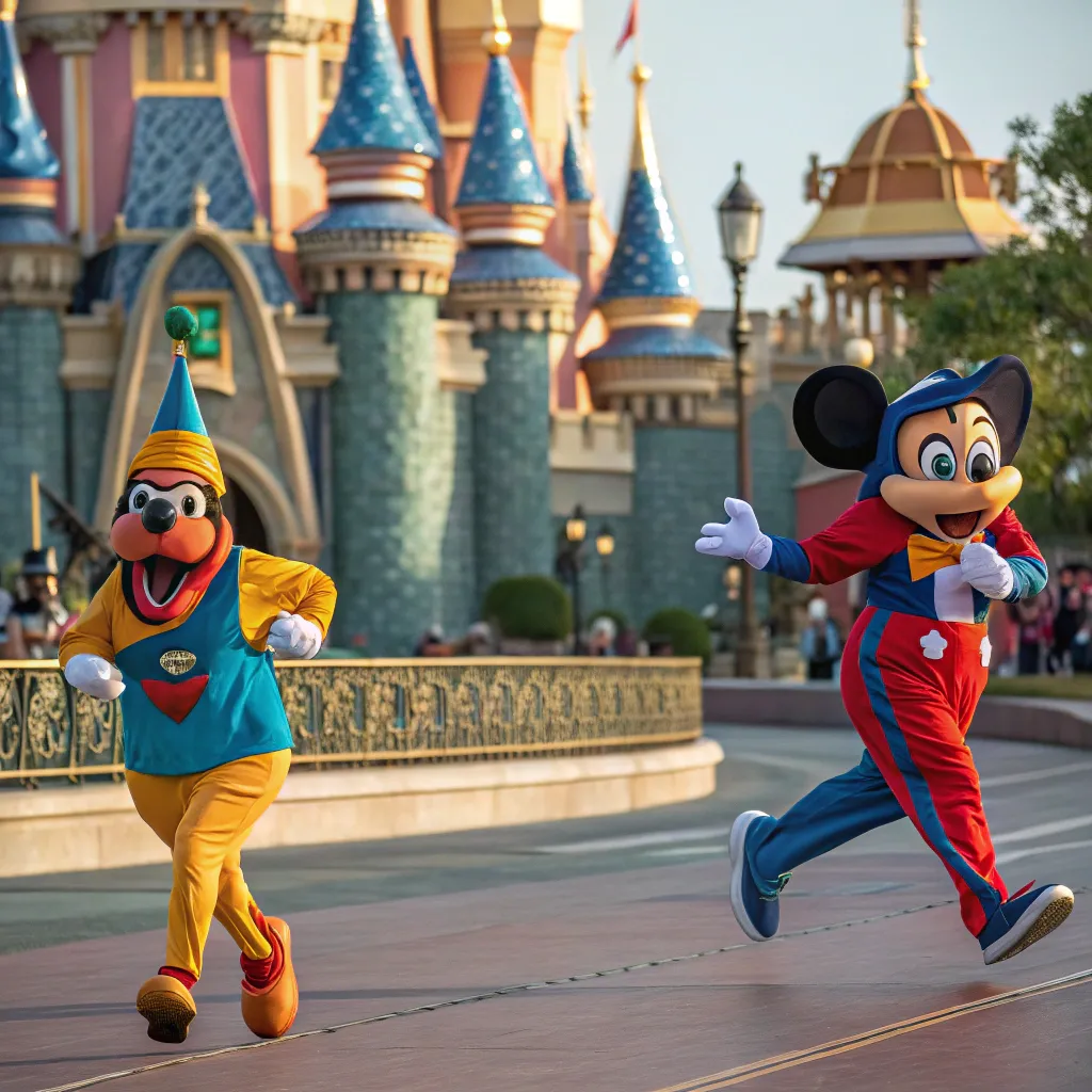 Colorful animation scene with characters in motion